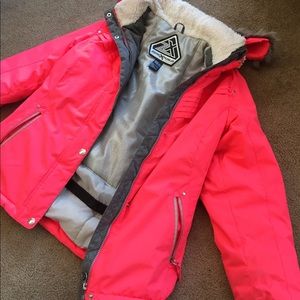 Neon pink winter coat